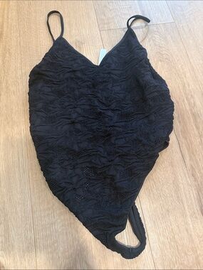 Nikibiki Black Lace-Textured stretchy One-Piece body suit